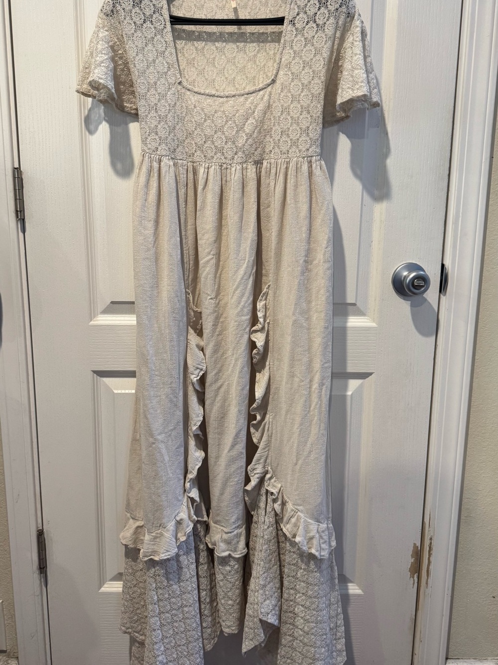 Free People Bring the Romance Cream Lace Maxi Dress